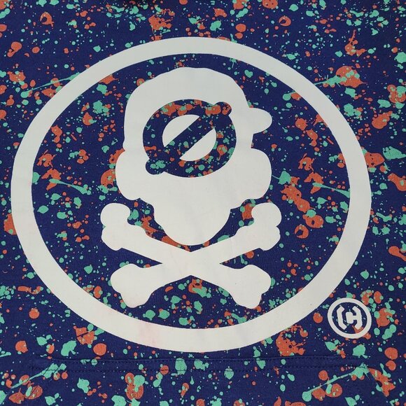 Cropp Progress Hoodie Adult S Blue Splash Paint Skull Crossbones Streetwear Flaw - Picture 7 of 14